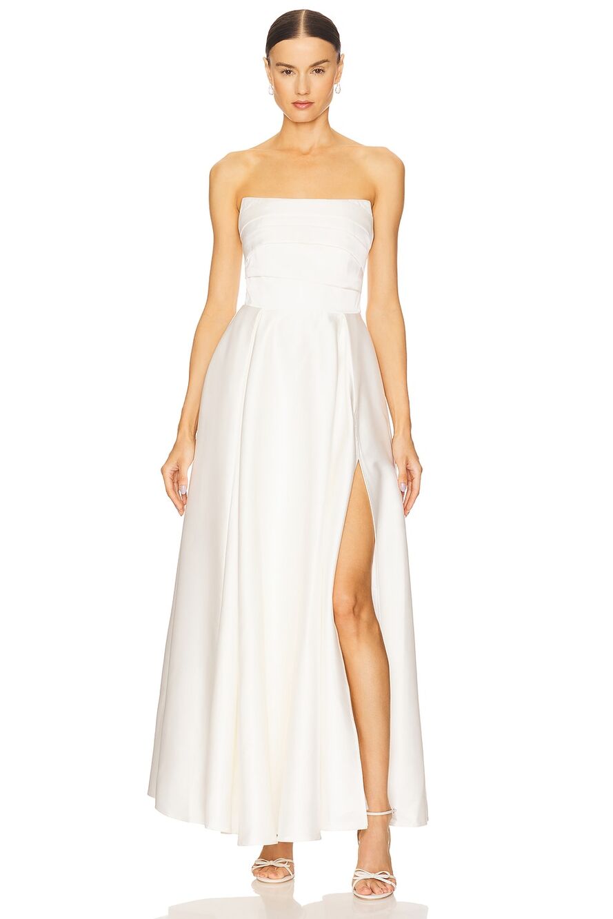 Sau Lee x REVOLVE Heidi White Bridal Bodice Minimalist Satin Gown NWT $795 4